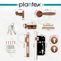 Plantex Door Handle Lock/Main Door Lock Set for Home/Mortise Lock Set with Brass Lock Body & Cylinder (7135, PVD-Choco)-2