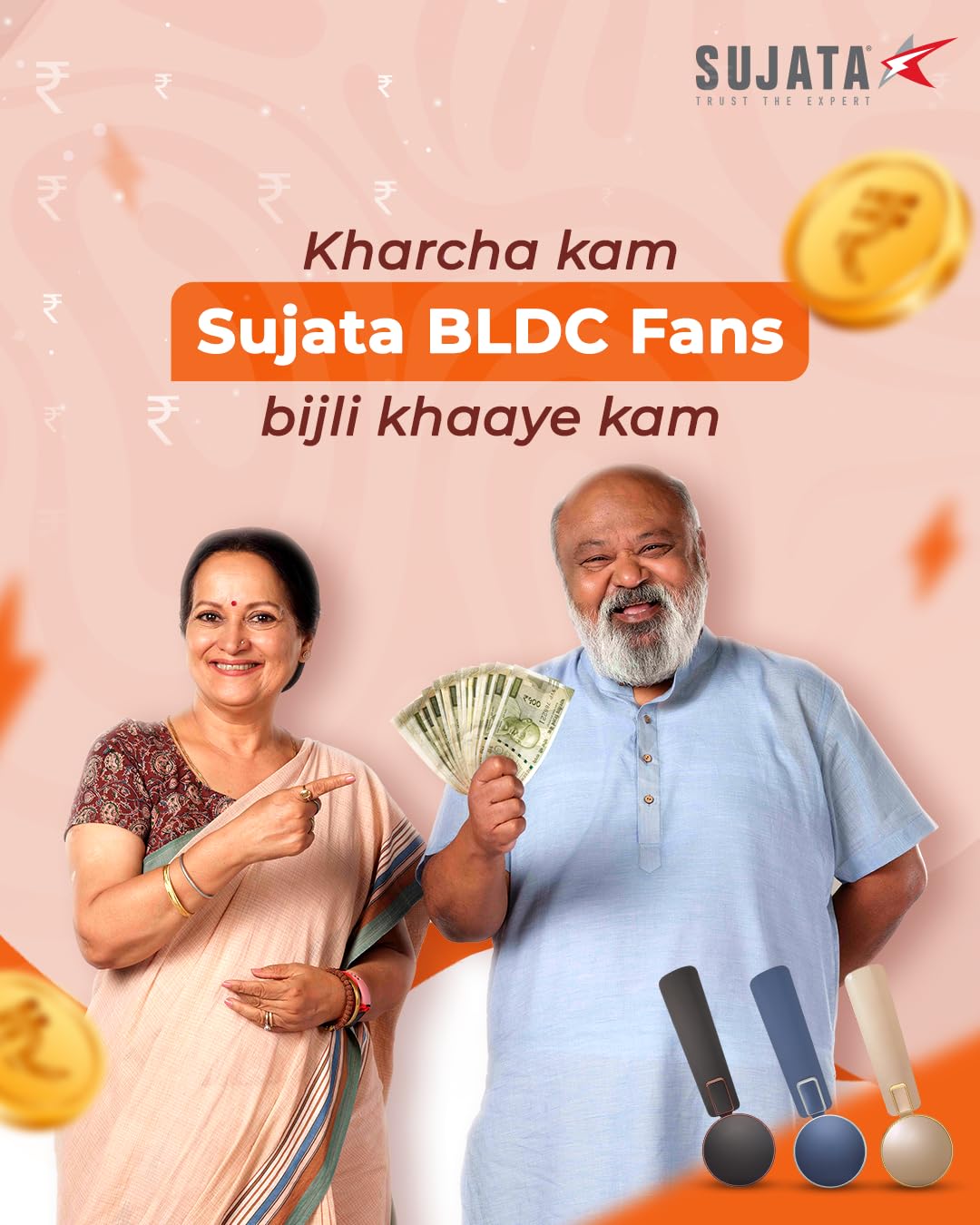 Sujata Impresso BLDC 1200 mm Ceiling Fan with Remote | BEE Star Rated, H-Class Insulation, 3 Years Warranty-3