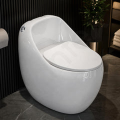 Plantex Imported Platinum Ceramic Western Commode/S Trap Siphonic Vaccum Jet Flush/Rimless One Piece Commode with Soft Close Seat Cover/Western Water Closet for Bathroom (White)-1