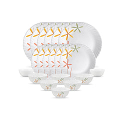La Opala Novo Collection Opal Glass Crockery | for Family of 6 | Dinner Set 20 pcs English Lavender | Plates & Bowls for Dining | Microwave Safe | 100% Vegetarian | Extra Strong | Light & White