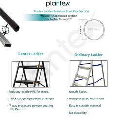 Plantex Premium Steel 5 Step Foldable Ladder for Home use/Folding Step Ladder with Anti Slip Steps and PVC Shoes/Portable ladders with Knee Guard Protection (Yellow & Black)