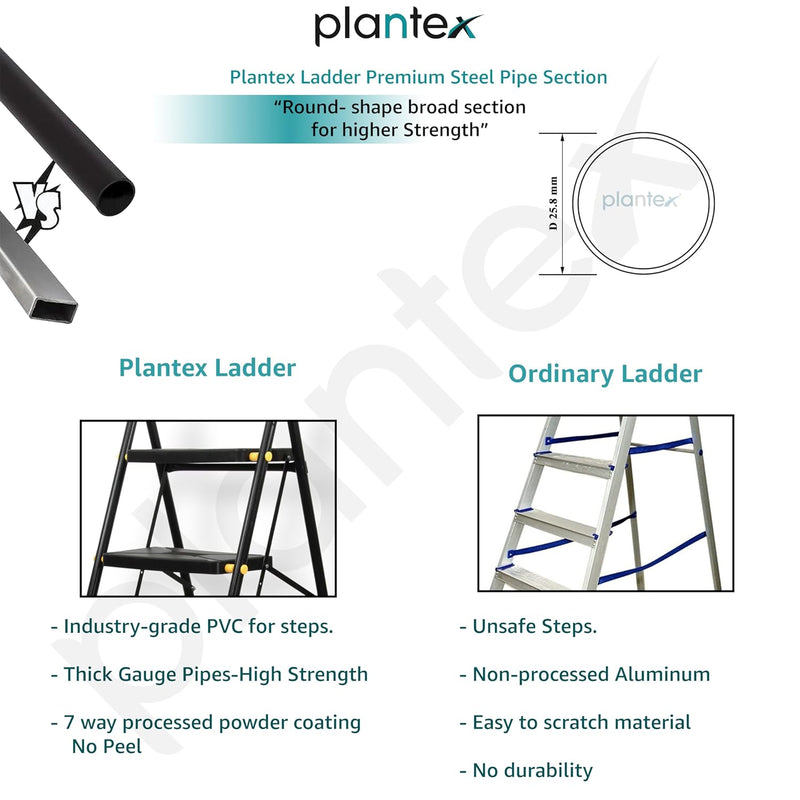 Plantex Premium Steel 5 Step Foldable Ladder for Home use/Folding Step Ladder with Anti Slip Steps and PVC Shoes/Portable ladders with Knee Guard Protection (Yellow & Black)