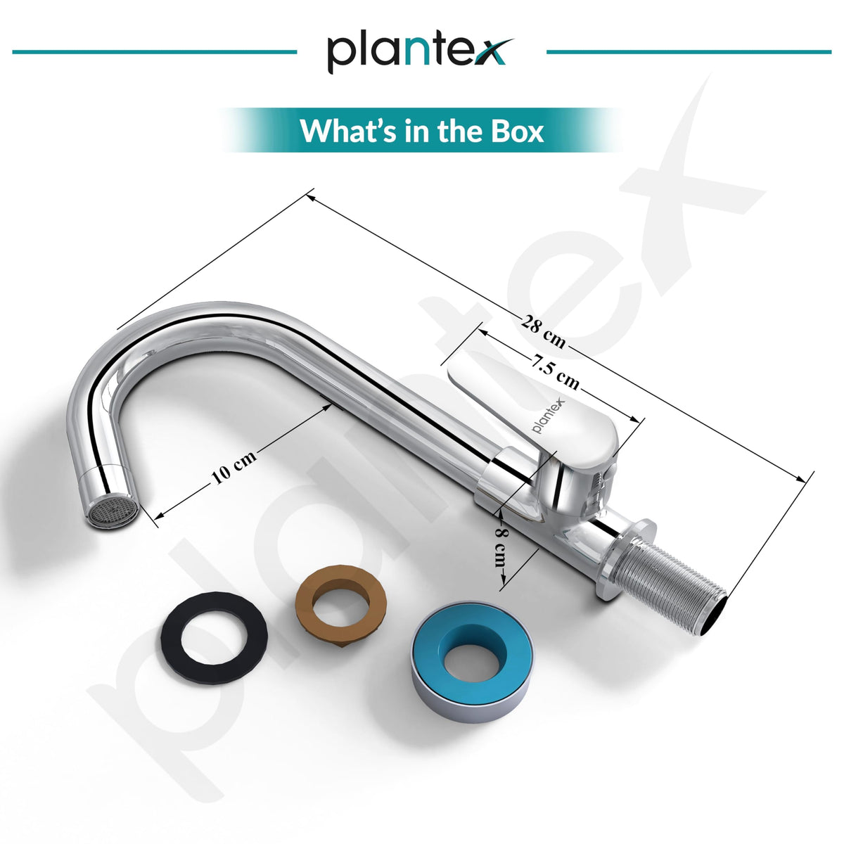 Plantex Sink Tap for Kitchen Basin/Pure Brass Tap with Water Saving Nozzle for Kitchen Sink Taps with Teflon Tape & Wall Flange (DOL-2311-Chrome)-4