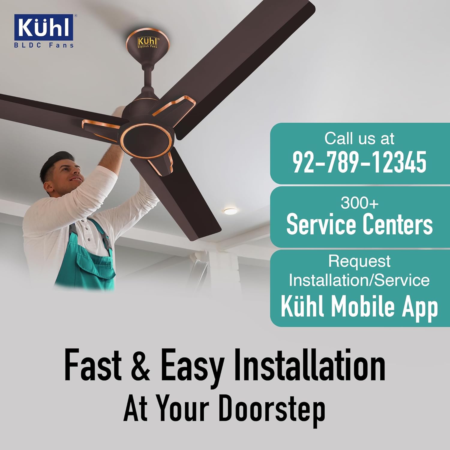 KUHL Arctis A1 1200 mm BLDC 65% Power Saving BLDC Ceiling Fan With Remote | BEE 5 Star Rated & ISI Marked | High Air Flow | 5 Year Warranty on Motor | Espresso Brown