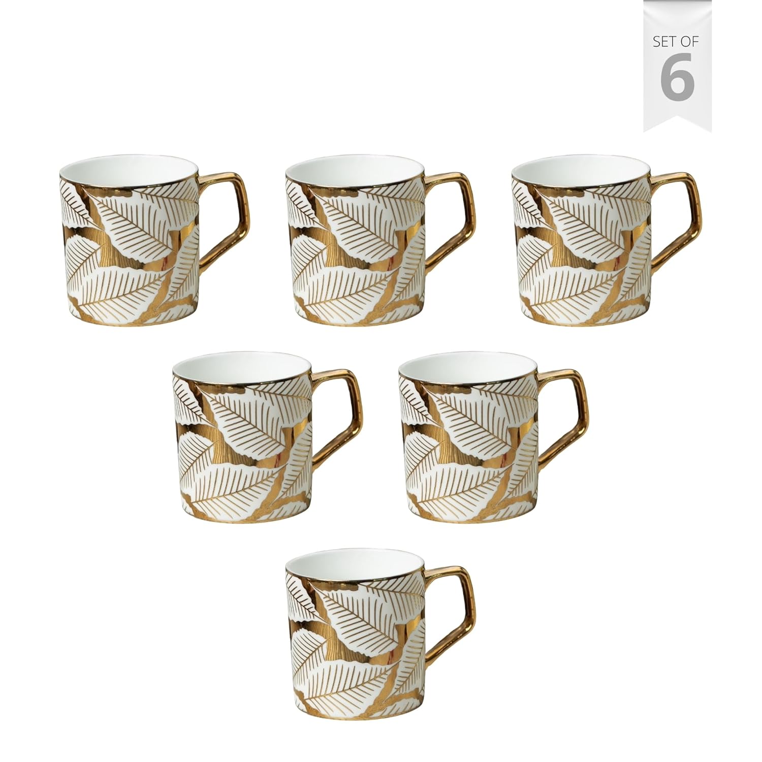 Clay Craft Fine Ceramic Director Coffee Mug Set of 6-215 Ml Each, Mugs for Coffee, Cups Set, Ideal for Gifting, Perfect for Home & Office, Elegant Ceramic Tea Cup Set (E612)