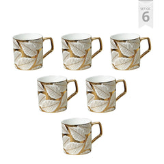 Clay Craft Fine Ceramic Director Coffee Mug Set of 6-215 Ml Each, Mugs for Coffee, Cups Set, Ideal for Gifting, Perfect for Home & Office, Elegant Ceramic Tea Cup Set (E612)
