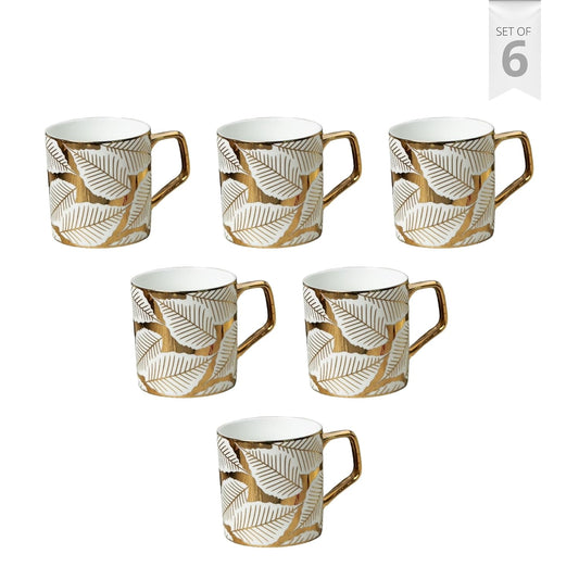 Clay Craft Fine Ceramic Director Coffee Mug Set of 6-215 Ml Each, Mugs for Coffee, Cups Set, Ideal for Gifting, Perfect for Home & Office, Elegant Ceramic Tea Cup Set (E612)
