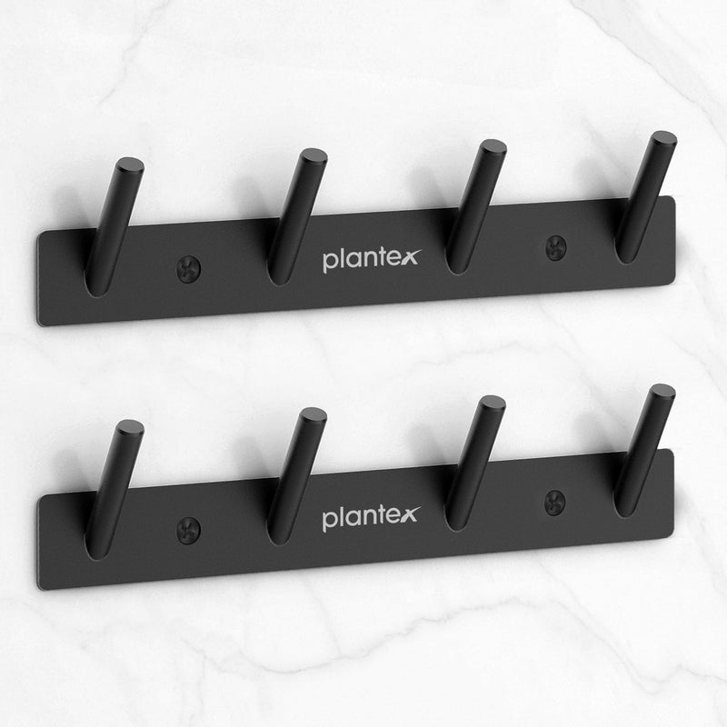 Plantex Wall Hooks for Hanging Cloth/Stainless Steel Towel Hangers/Bathroom Robe Hooks/Door Hangers/Round Wall Hook/Hook Rail for Hanging Keys - 4 Hooks (Pack of 2, Z-Black)-1