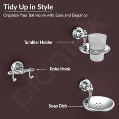 Plantex Bathroom Set - Stainless Steel Folding Towel Rack with 304 Grade Skyllo Bathroom Accessories Set of 5 - Towel Rod/Napkin Ring/Tumbler Holder/Soap Holder/Robe Hook - Combo (Chrome)-6