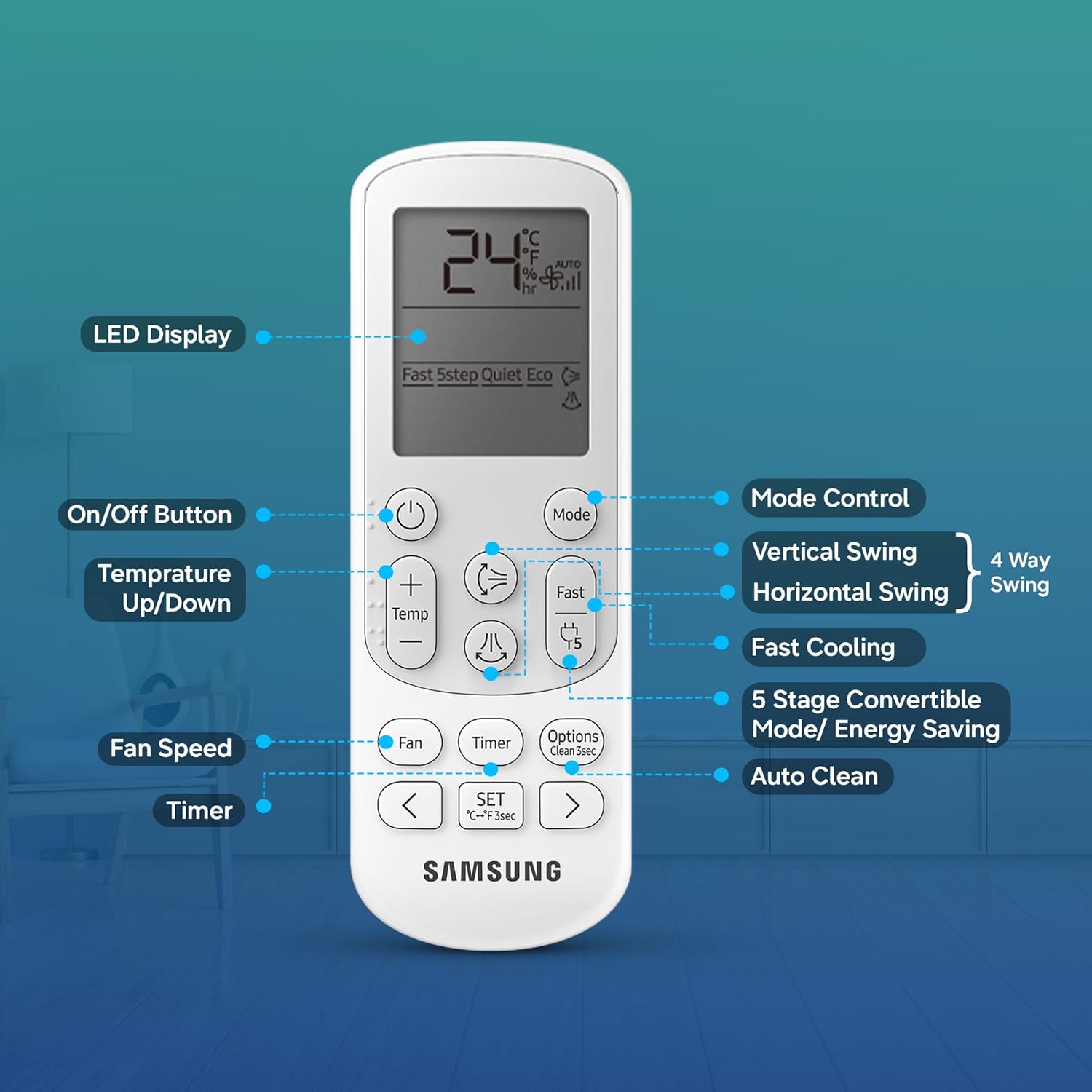 Samsung 1 Ton 5 Star,New Star rated Bespoke AI Inverter Smart Split AC (WiFi, Energy Saving, Voice Control, Powerful Cooling, Copper, Digital Inverter, 4 Way swing,5 Step Convertible,AR50H12D1ZHNNA)