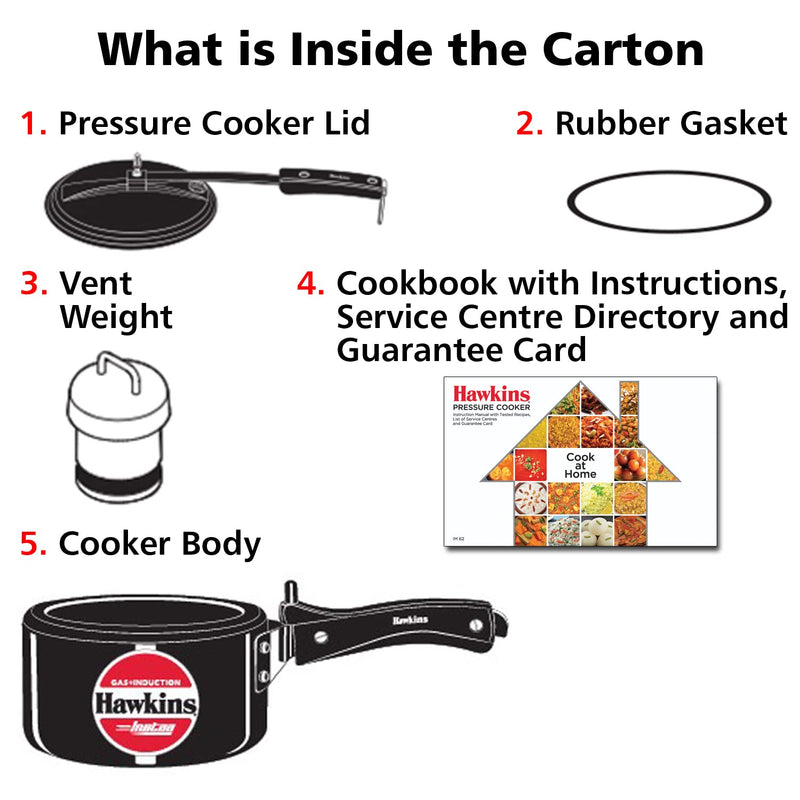 Hawkins 1.5 Litre Instaa Pressure Cooker, Induction Inner Lid Cooker, Tall Body Hard Anodised Baby Cooker, Black (IIH15)