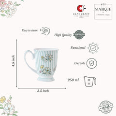 Magique by The Wishing Chair x ClayCraft : Stripe Happy Days Ceramic Coffee Mug 300ml | Fine China Milk Tea Cup | Microwave & Dishwasher Safe | Elegant Mug for Home Office Gifting