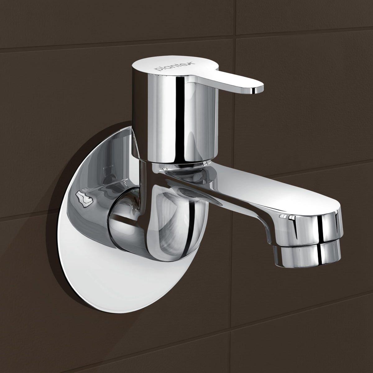 Plantex Pure Brass FLO-801 Bib Cock Water Tap with Water Saving Aerator/Dual Bib Tap with Brass Wall Flange & Teflon Tape for Washbasin with 7-Year Warranty (Mirror Chrome)-1