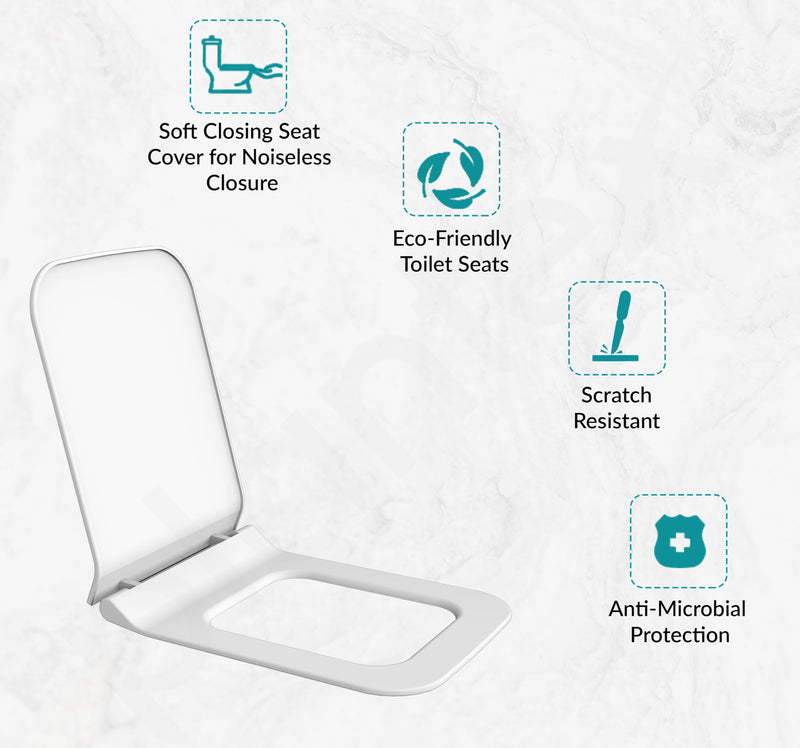 Plantex Polypropylene Toilet Seat/Western Toilet Seats For Bathroom/Soft Closing Toilet Seat/Toilet Seat Cover For Commode - Rectangle Shape (Glossy White)-3