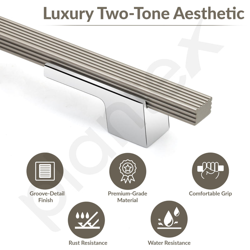 Plantex Cabinet Handle/Kitchen Cabinet Door Handle/Wardrobe/450 mm Cupboard Handle/Door Pull-Push Handle for Home/Office - Pack of 2 (Satin White & Chrome)-2