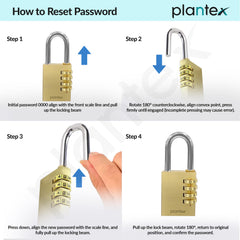 Plantex 4-Digit Code Combination Brass Lock/Number Lock/Portable Luggage Locks for Briefcase/Laptop Bags - Pack of 1 (Medium, Brass Antique)-3
