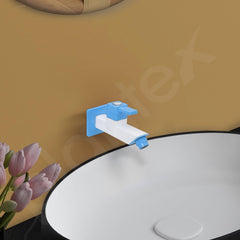 Plantex Single Lever Bib Cock for Bathroom/PTMT Kitchen Sink Tap/Basin Faucet with Plastic Wall Flange - Long Body (Blue & White)-2