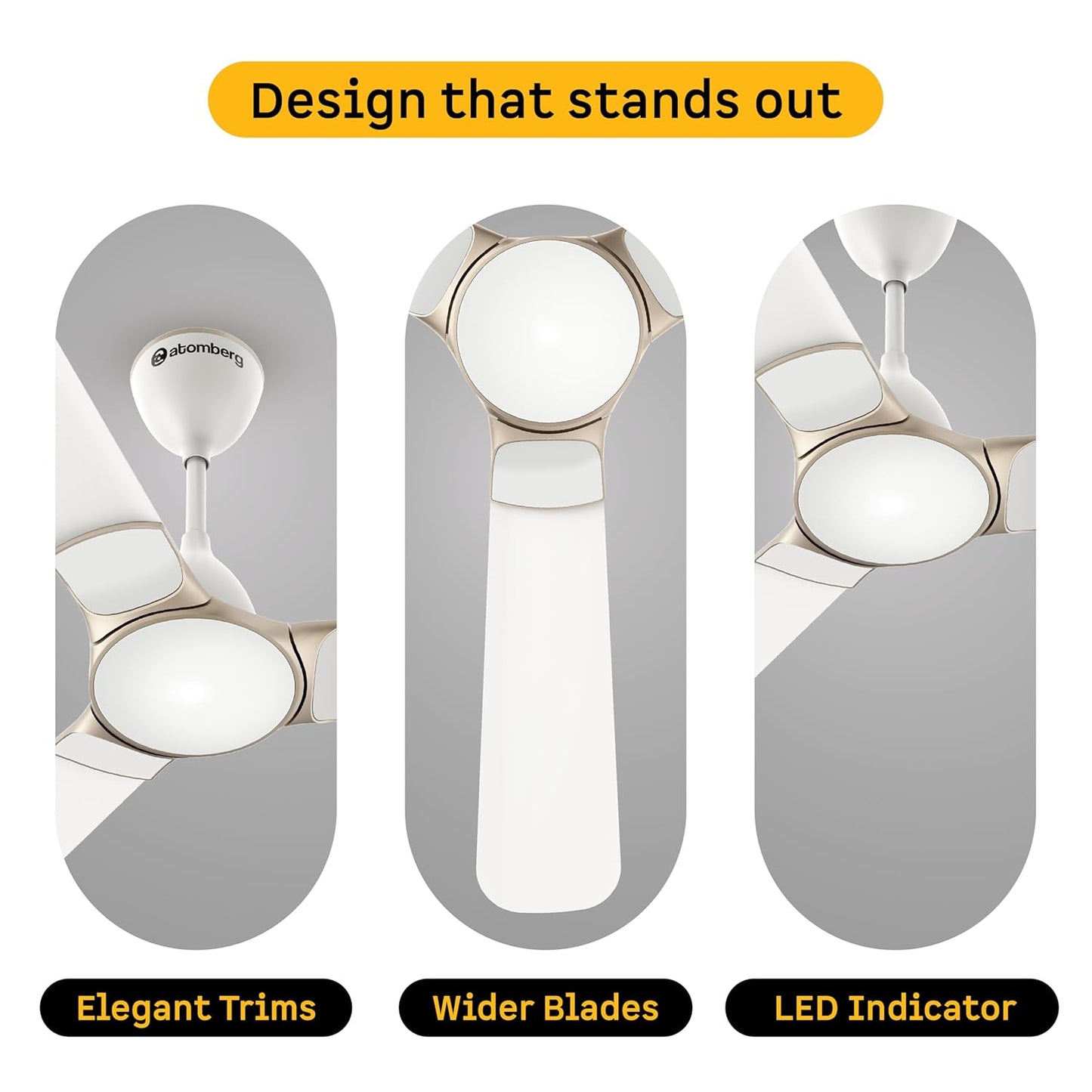 atomberg Erica Nuvo 1200mm BLDC Ceiling Fan with Remote | Award Winning Designer Fan | BEE 5 star | High Air Delivery | Low noise operation | Elegant Trims | 3 Year Warranty | Snow White