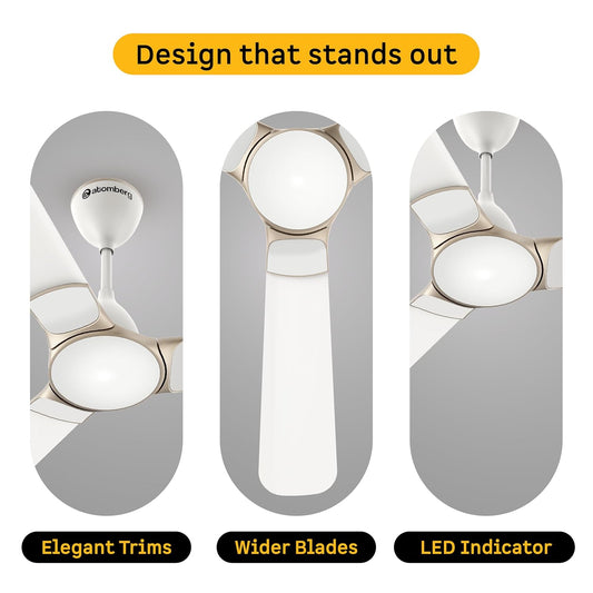 atomberg Erica Nuvo 1200mm BLDC Ceiling Fan with Remote | Award Winning Designer Fan | BEE 5 star | High Air Delivery | Low noise operation | Elegant Trims | 3 Year Warranty | Snow White