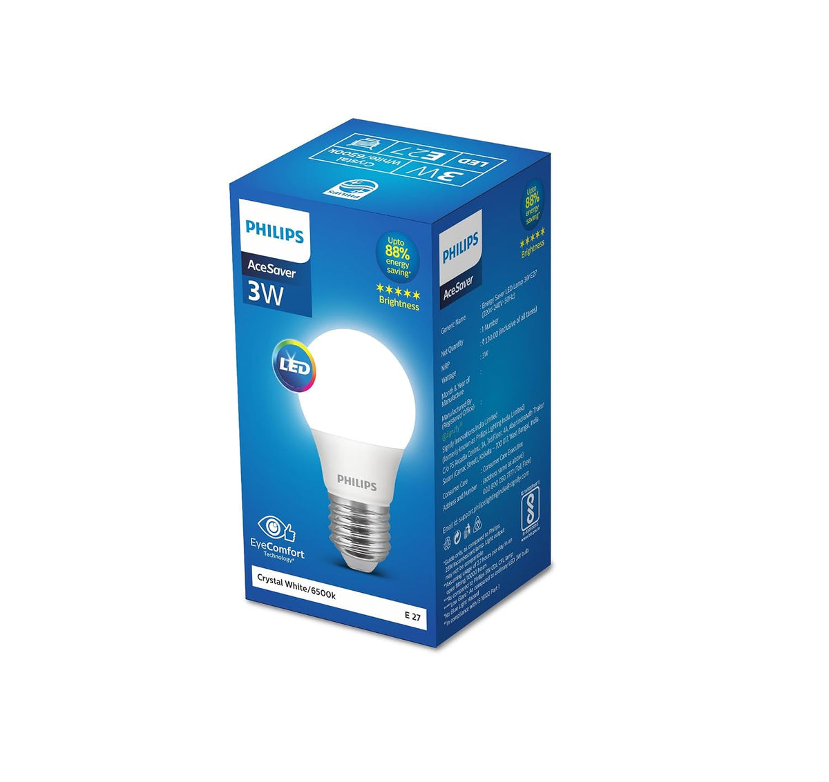 Philips 3-watt LED Bulb - AceSaver LED Bulb (Pack of 6) (Crystal White, B0D1FSFJN4)