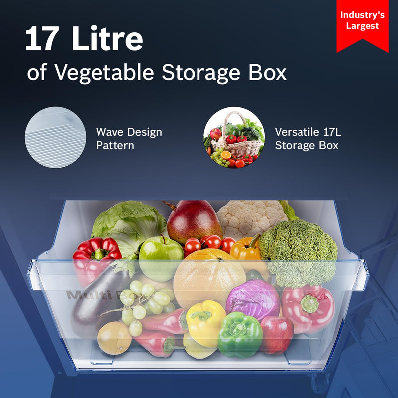 Bosch 187 L, 3 Star, Single Door Refrigerator with Industry's largest base drawer, vegetable box* & Beverage space (CST18W23PI, Wine Flower) 18 Hr Cooling Retention, 2.5x Cooling, Inverter compressor