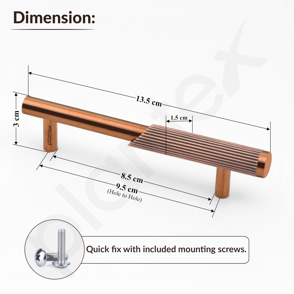 Plantex Stainless Steel & Aluminium Cabinet Handle/96mm Wardrobe Handle for Home/Cupboard Door Pull-Push Handles for Office - Pack of 2 (Rose Gold)-5