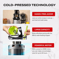 Kuvings CS600 Commercial Cold Press Whole Slow Juicer Chef, All-in-1 Fruit & Vegetable Juicer, World's Only Juicer with Patented Rubber & Silicon-Free Technology, Service Across India, 240W (KCS6000)