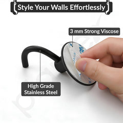 Plantex Wall Hanging Hook/Bath Towel Hook/Self Adhesive Round Robe Hooks for Kitchen/Bathroom/Stylish Home Decor Items - Pack of 2 (Black)-2