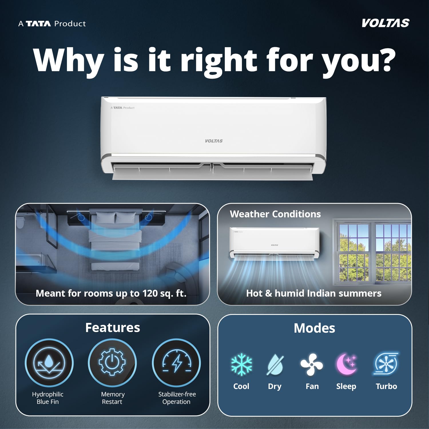 Voltas 1 ton 5 star,New star rated, Inverter Split AC (Copper, Convertible 5-in-1 Cooling Mode,2-Way Air Swing, Anti-dust Filter with Anti Microbial Coating,Auto Clean (125INV VECTRA ZEN SILVER,White)