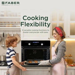 Faber 75L Built-in Convection Oven (FBIO 75L 9F BK, Full Black Glass) | 9 Cooking Functions with 3D Hot Air Circulation 