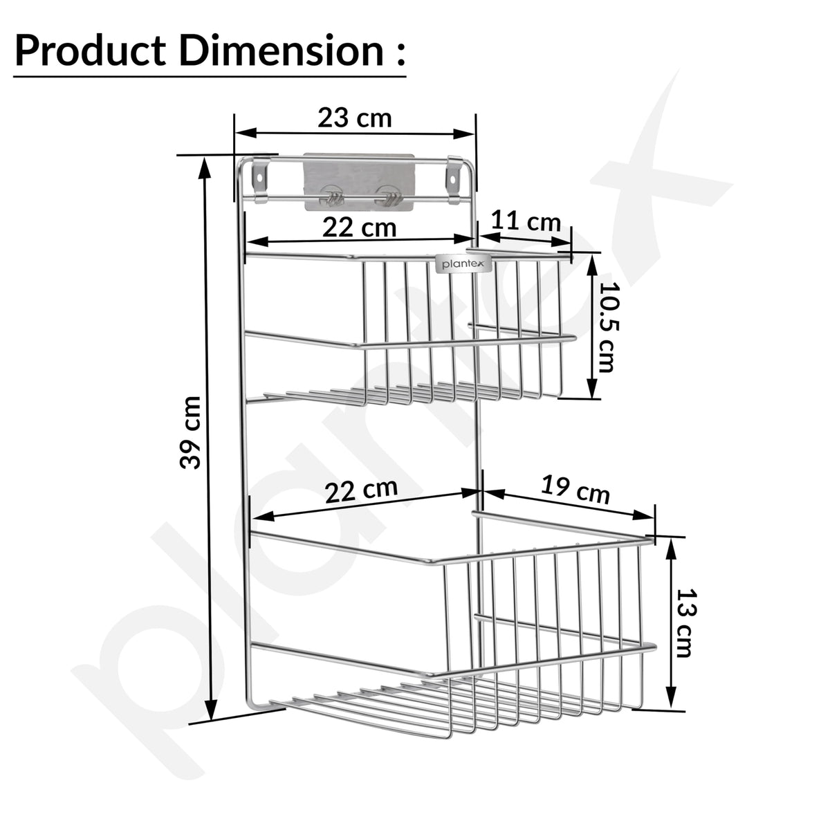 Plantex Self Adhesive Shelf/Stainless Steel Bathroom Detergent Holder/Bathroom Organiser Without Drill/Under The Sink Detergent Holder/Multipurpose Shelf (Large,Chrome)-2