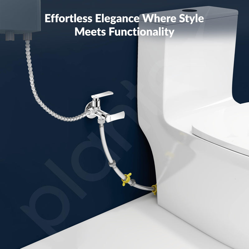 Plantex Pure Brass 2 way angle valve/Angle Cock for Bathroom with Wall Flange and Teflon Tap - Pack of 1 (Chrome, 3520)-5