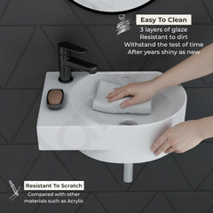 Plantex Ceramic Wall Hung Basin/Washbasin for Bathroom/Wall Mount Corner Wash Basin/Glossy Small Sink with 10 Years Glaze Warranty by Plantex (Orca - 17x12x6 inch)-5