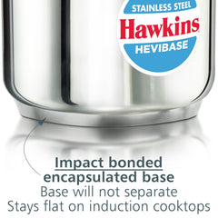 Hawkins 3 Litre Tall Stainless Steel Hevibase Pressure Cooker, Impact Bonded Base, Inner Lid Cooker, Silver (HSI3T)