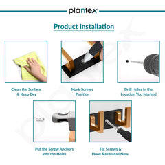 Plantex Aluminum Hook Rail with L-Shape Hook for Clothes Hanging/Hook Rail Bar for Clothes/Towel/Keys (4 Hooks/Black & Gold)-Pack of 2-6