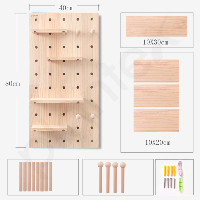 Plantex Multipurpose Pine Wall Mount Wood Pegboard For Home/Wood Display Shelf/Wall Organizer For Bedroom/Kitchen/Bathroom - (32X16 Inches)-2