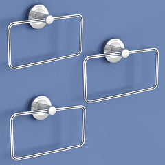 Plantex Stainless Steel Towel Ring for Bathroom/Wash Basin/Napkin-Towel Hanger/Bathroom Accessories (Chrome-Rectangular) - Pack of 3-1