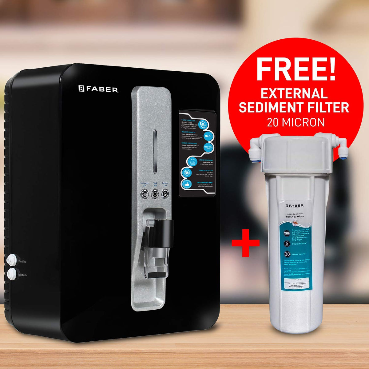 Faber Neutron Pro Ro + Uv + Mat +Copper Guard + Ph Enhancer, 10 Liter, Suitable Upto 2500 Tds