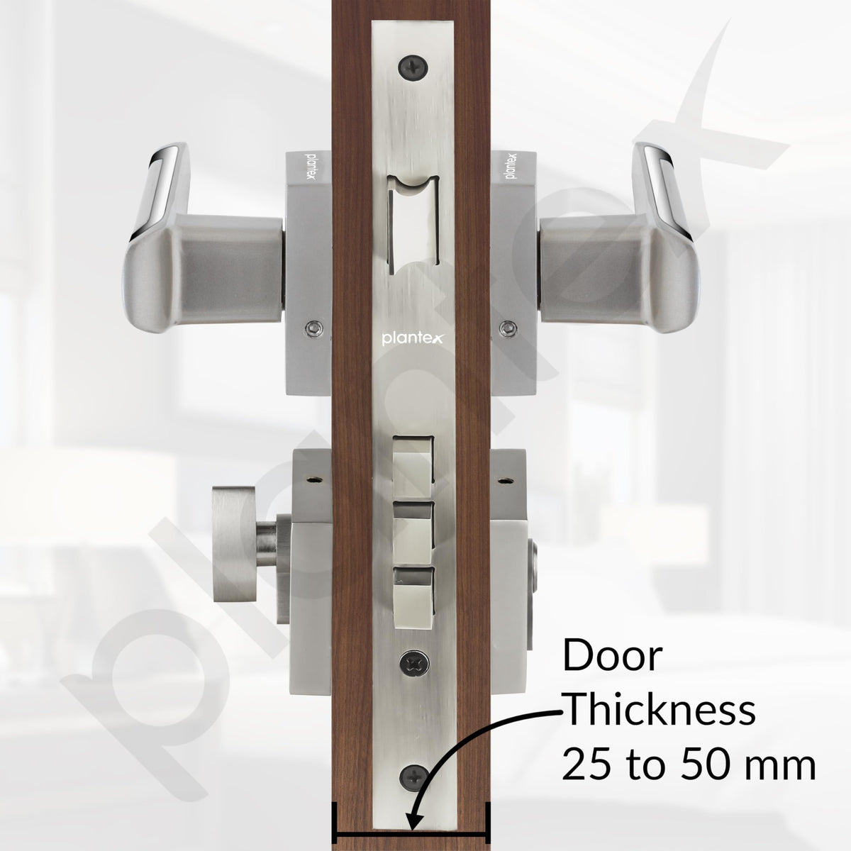 Plantex Mortise Door Lock for Home/Main Door Lock Set with 3 Years of Warranty/Mortice Lock for Door with Brass Lock Body & Cylinder (7127, Satin White & Chrome)-5