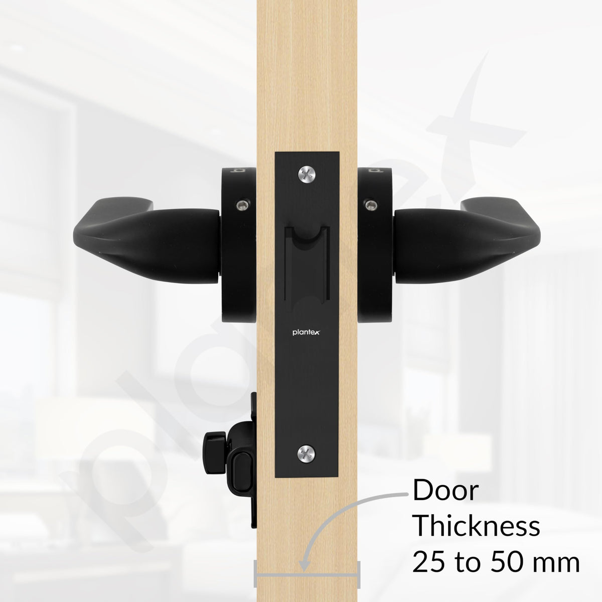 Plantex Pearl Mortise Door Lock for Balcony and Bathroom Door Lock/Keyless Pull Handle Set with Baby Latch (7060, Z-Black)-5