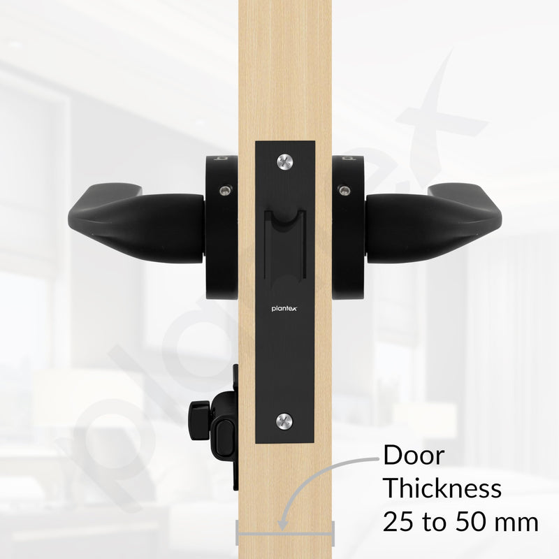 Plantex Pearl Mortise Door Lock for Balcony and Bathroom Door Lock/Keyless Pull Handle Set with Baby Latch (7060, Z-Black)-5