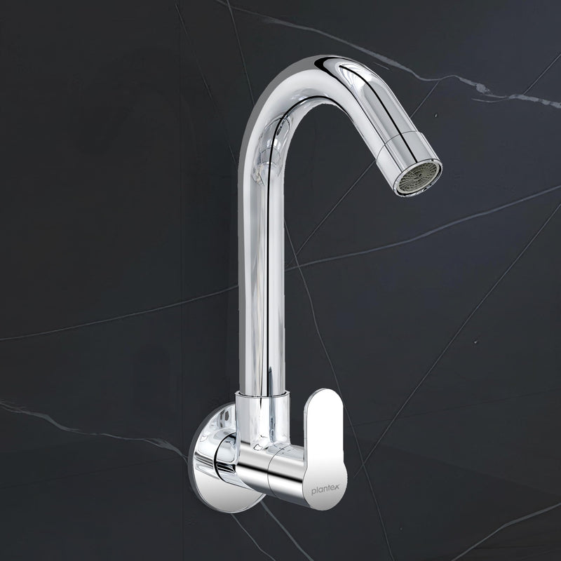 Plantex Pure Brass Sink Tap for Kitchen Basin/Swan Neck Sink Tap for Wash Basin/360 Swivel spout with Water Saving Nozzle Nal Taps - Pack of 1 (Chrome)-1