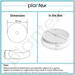 Plantex Ceramic Basin/Countertop Vessel Sink/Tabletop Wash Basin/Washbasin for Bathroom with 10 Years Glaze Warranty by Plantex (White Glossy - 16 x 16 x 5.5 Inch)-3