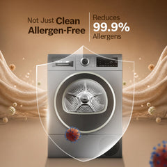 Bosch 9 kg Front Load Fully-Automatic Heat Pump Tumble Dryer, 100% Drying, 5 Drying Options, Reduces 99.9% Allergens, Re