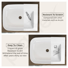 Plantex Platinum Ceramic Table Top Wash Basin with 10 Years Glaze Warranty/Countertop Basin for Bathroom/Small Washbasin (White - 18 x 13 x 5 Inch)-5