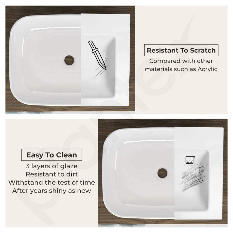 Plantex Platinum Ceramic Table Top Wash Basin with 10 Years Glaze Warranty/Countertop Basin for Bathroom/Small Washbasin (White - 18 x 13 x 5 Inch)-5