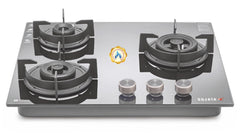 Sujata Gas Stove 4 Burners | 5 Years Warranty | 4 Burner Gas Stove Stainless Steel Auto Ignition, CookTop cum Hob Top, LPG Ready & PNG Compatible, Brass Burner (Osmium - 4 Burner Auto Ignition)