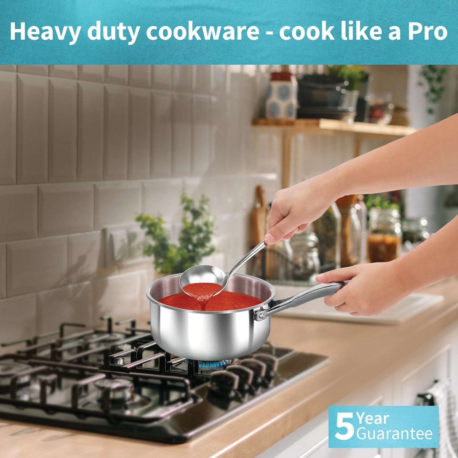 Hawkins Pro 1.5 Litre Sauce Pan, Tri-Ply Stainless Steel Tea Pan/Milk Pan with Stainless Steel Lid, Silver (PSSP15S)