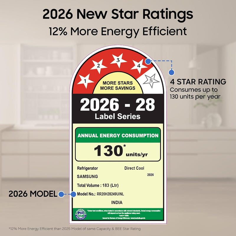 Samsung 183 L, 4 Star, Digital Inverter, Direct-Cool Single Door Refrigerator (RR20H28249U/NL, Paradise Bloom Blue, Base Stand Drawer, Single Touch)-3