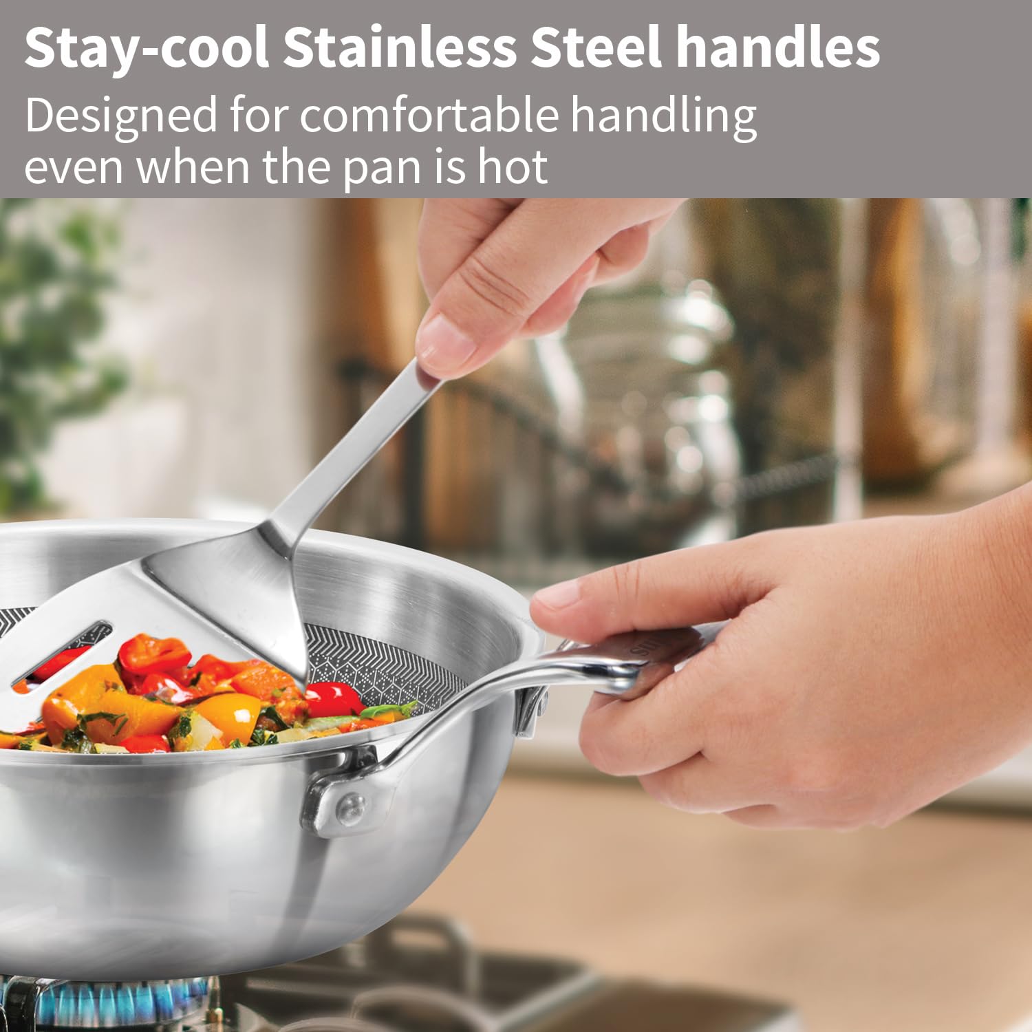 Hawkins Pro 1.5 Litre Shielded Nonstick Triply Deep-Fry Pan, Kadhai with Stainless Steel Handles and Glass Lid, Silver (PSNK15G), 18 cm